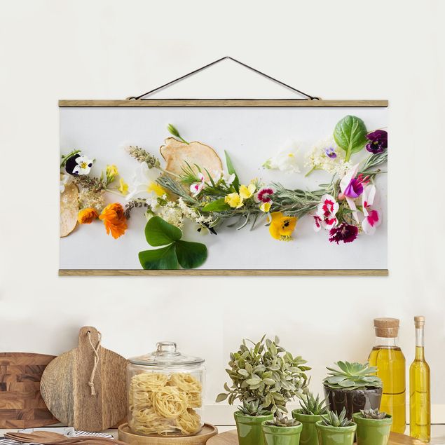 køkken dekorationer Fresh Herbs With Edible Flowers