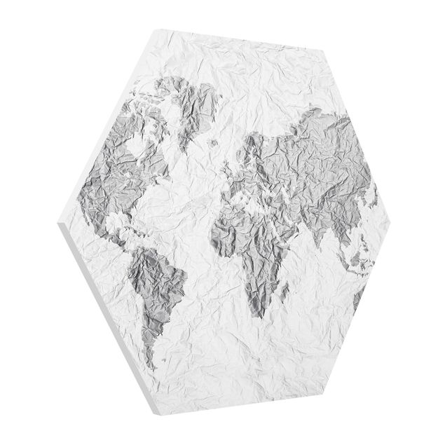 Billeder moderne Paper World Map White Grey