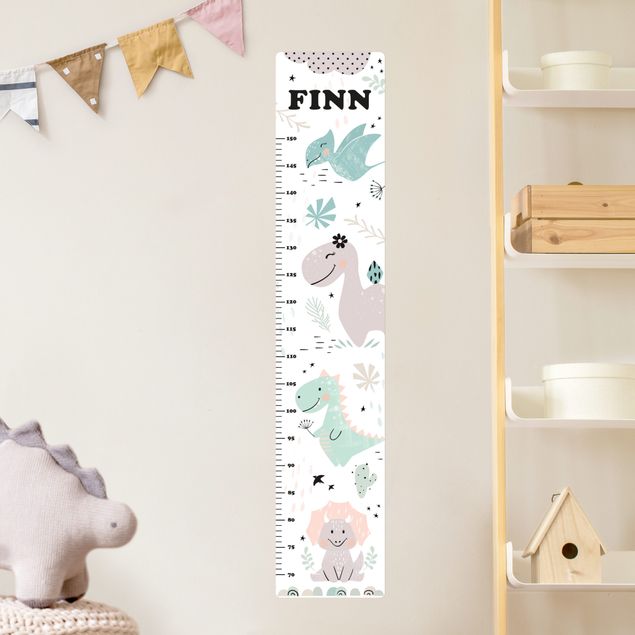 Wallstickers dinosaurier Dino Pastel With Customised Name
