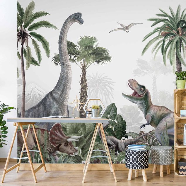 Moderne tapet Dinosaur giants in the jungle