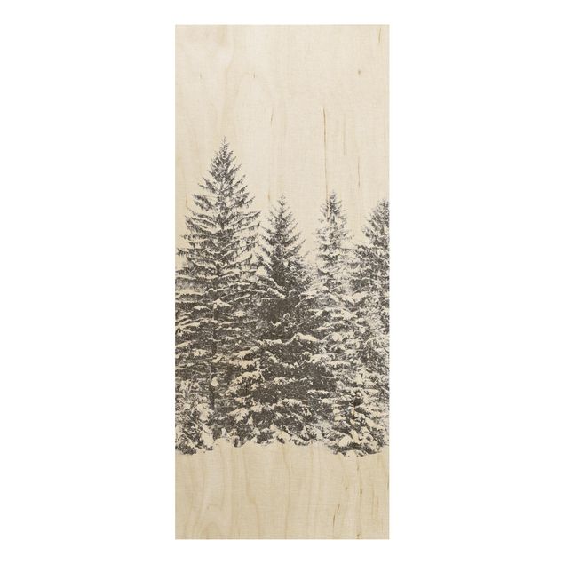 Prints på træ landskaber Dark Winter Landscape