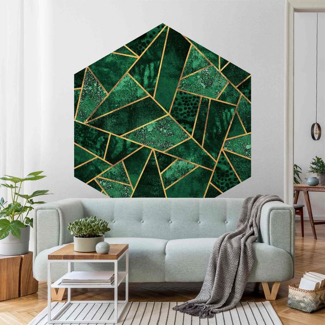 Moderne tapet Dark Emerald With Gold
