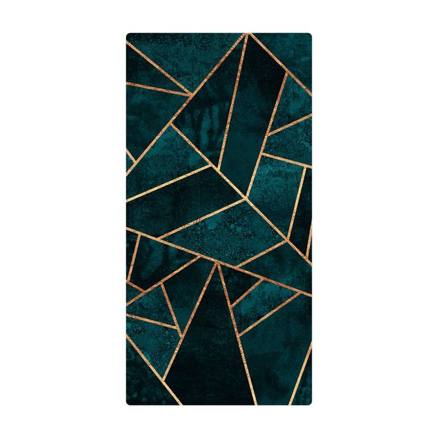 stort tæppe Dark Turquoise With Gold