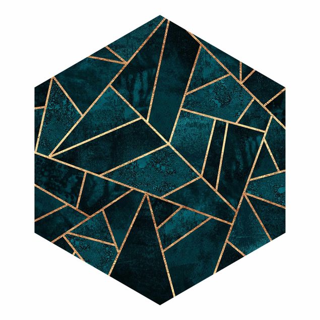 Grøn tapet Dark Turquoise With Gold