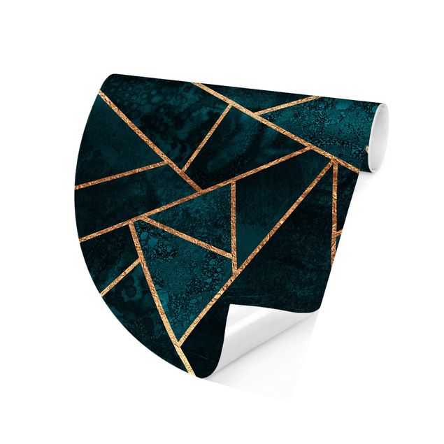 Tapet mønster Dark Turquoise With Gold