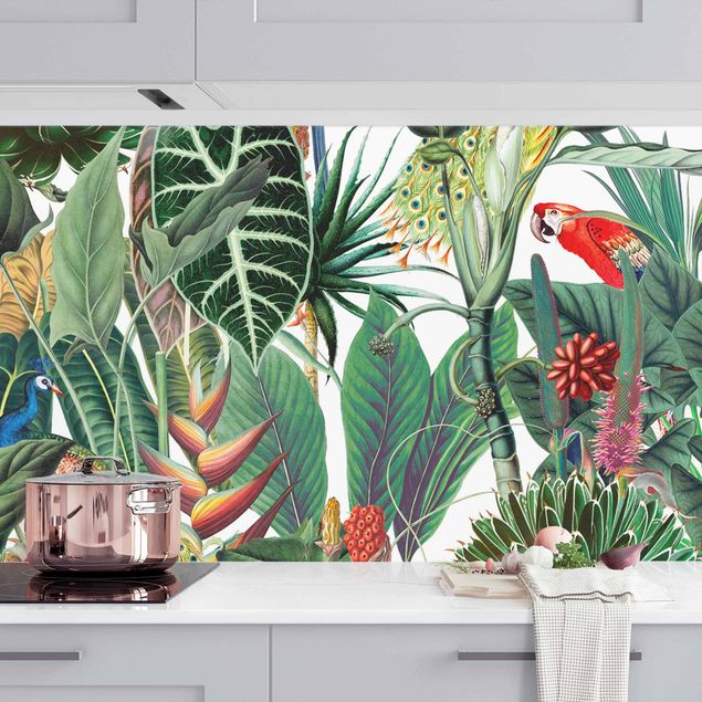 køkken dekorationer Colourful Tropical Rainforest Pattern II