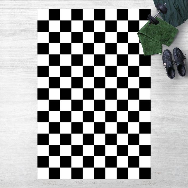 Udendørs tæpper Geometrical Pattern Chessboard Black And White