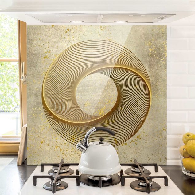 køkken dekorationer Line Art Circling Spirale Gold