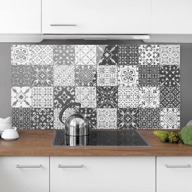 køkken dekorationer Tile Pattern Mix Gray White