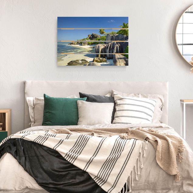 Prints på træ landskaber Dream Beach Seychelles