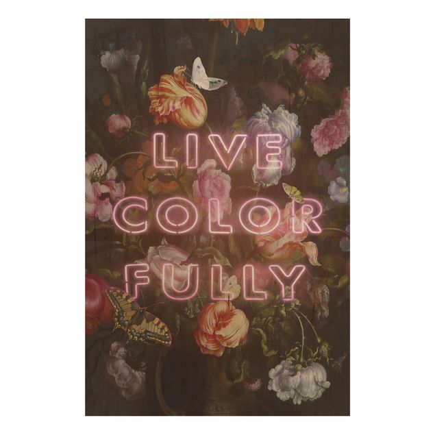 Prints på træ blomster Live Colour Fully