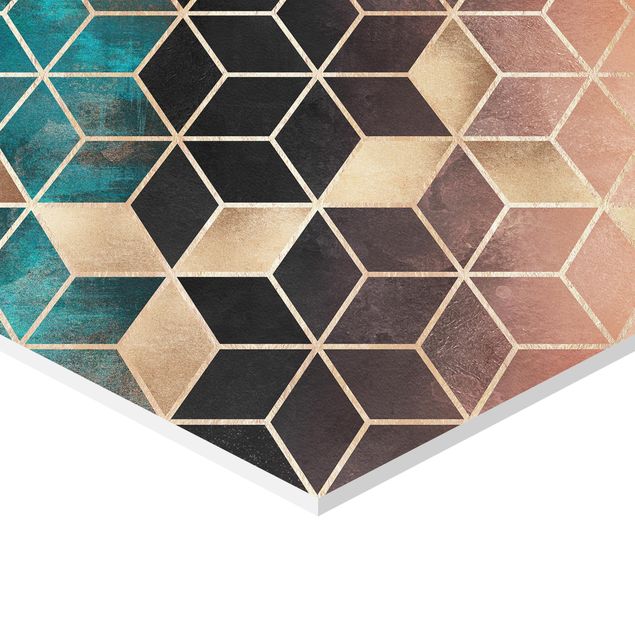 Sekskantede billeder Turquoise Rosé Golden Geometry