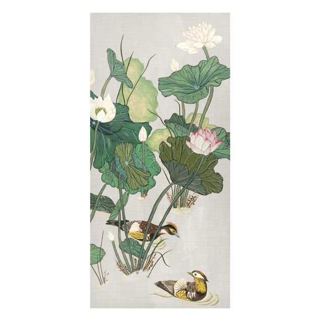 Magnettavler blomster Vintage Illustration Of Lotus Flowers In The Pond