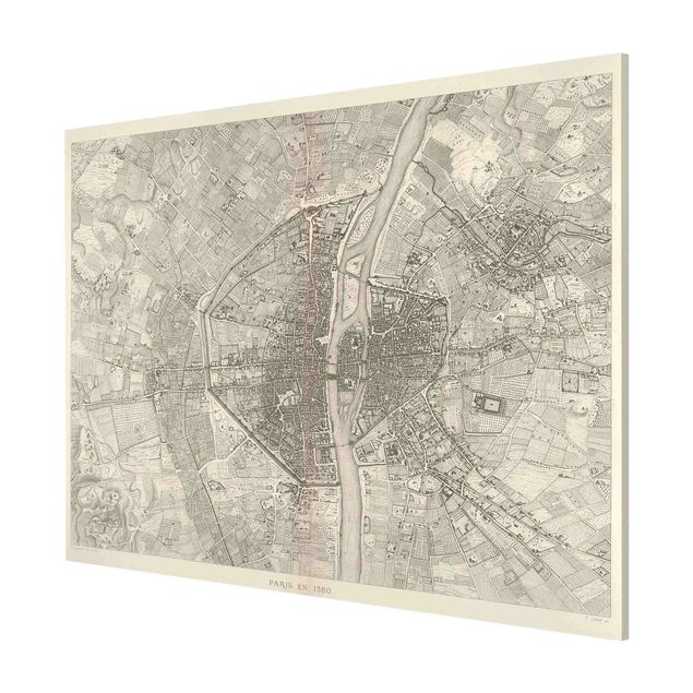 Magnettavler verdenskort Vintage Map Paris