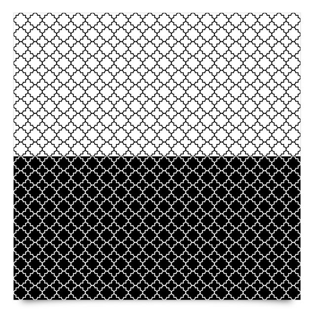 Selvklæbende folier sort og hvid Moroccan Tile Pattern Quatrefoil Set