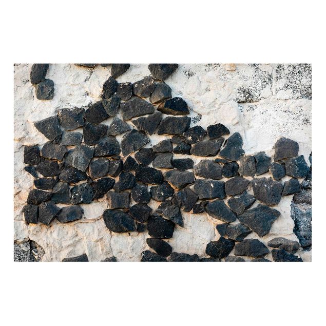 Magnettavler stenlook Wall With Black Stones