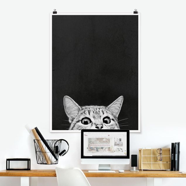 Børneværelse deco Illustration Cat Black And White Drawing