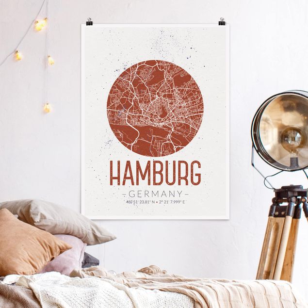 køkken dekorationer Hamburg City Map - Retro