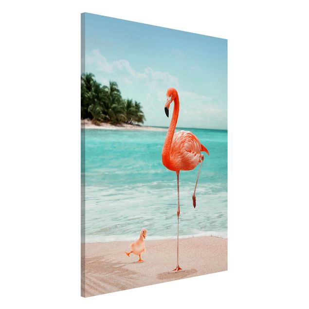 Billeder landskaber Beach With Flamingo