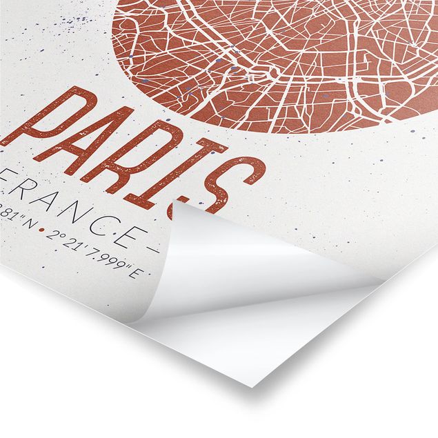 Billeder sort og hvid City Map Paris - Retro