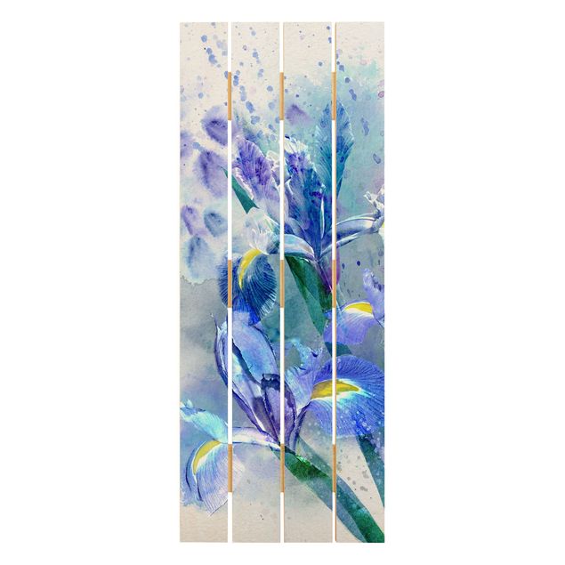 Prints på træ Watercolour Flowers Iris
