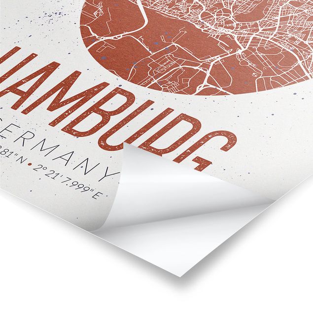 Billeder Hamburg City Map - Retro