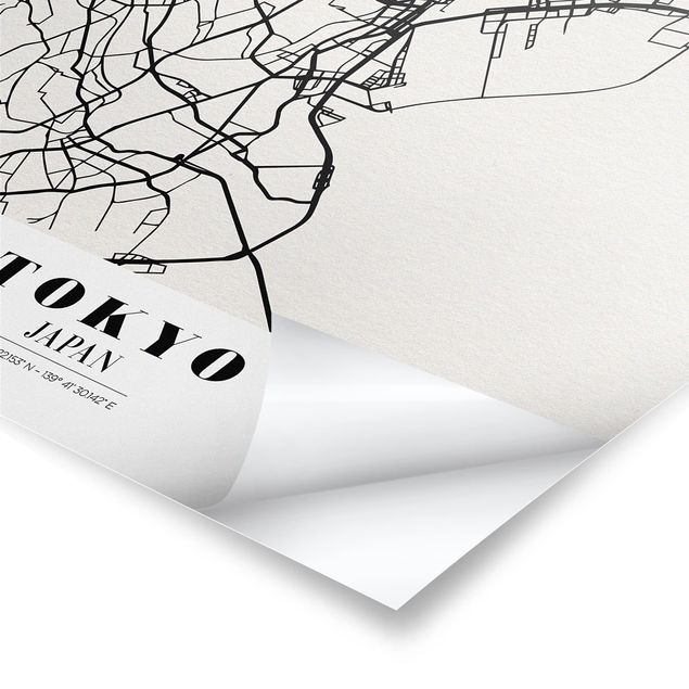 Billeder sort og hvid Tokyo City Map - Classic