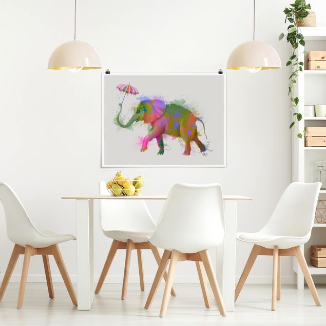 Plakater dyr Rainbow Splash Elephant