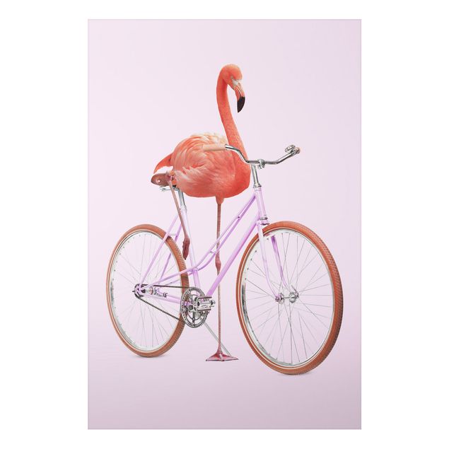Billeder kunsttryk Flamingo With Bicycle
