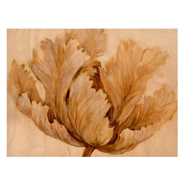 Magnettavler blomster Sepia Tulip On Wood