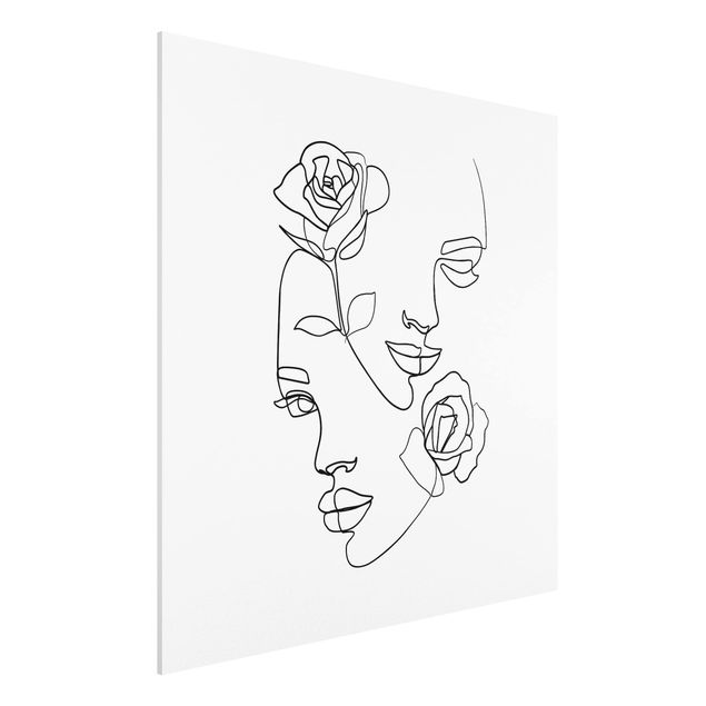 Kunst stilarter Line Art Faces Women Roses Black And White