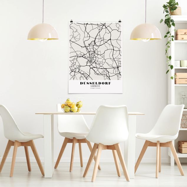 Plakater verdenskort Dusseldorf City Map - Classic