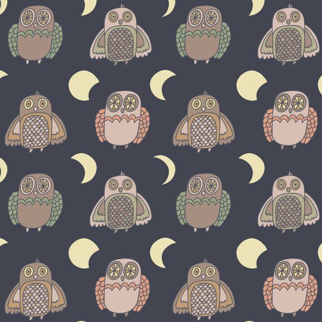 Møbelfolier sideborde Night Owl Pattern With Moon Phases