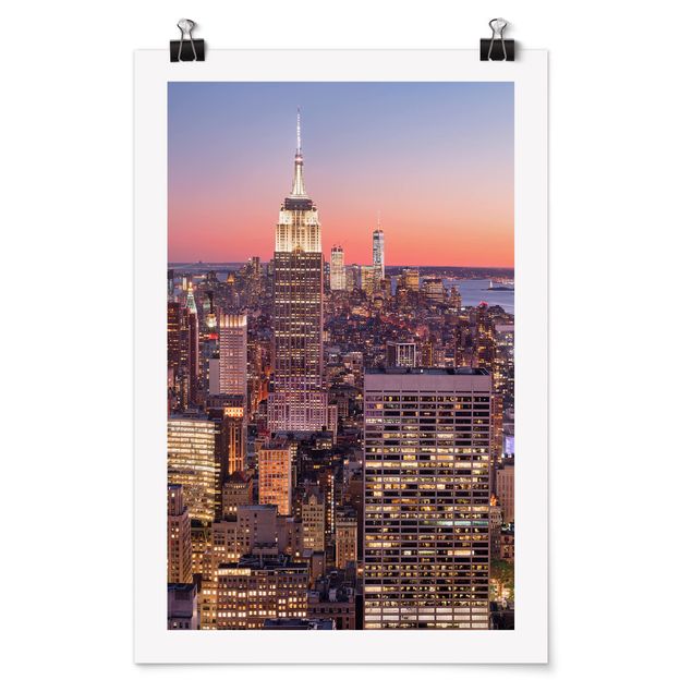 Plakater arkitektur og skyline Sunset Manhattan New York City