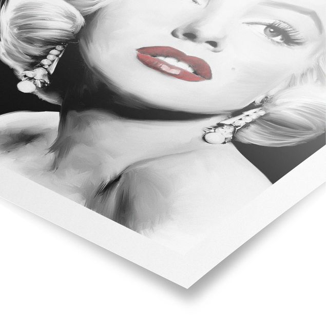 Billeder sort og hvid Marilyn With Earrings