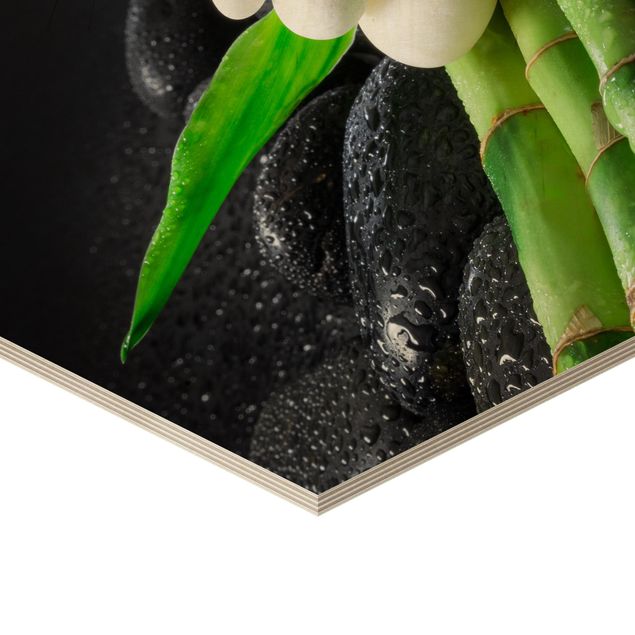 Billeder White Stones On Bamboo