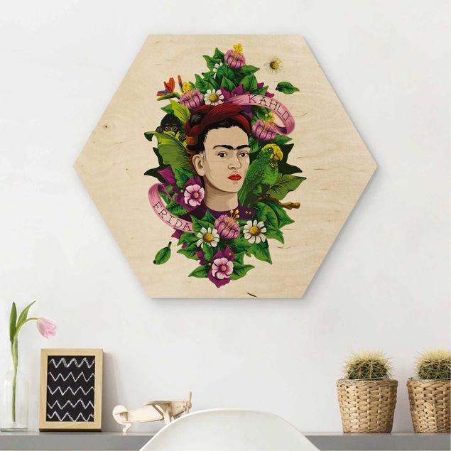 køkken dekorationer Frida Kahlo - Frida, Monkey And Parrot