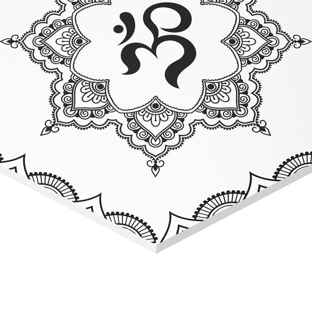 Billeder Hamsa Hand Lotus OM Illustration Set Black And White