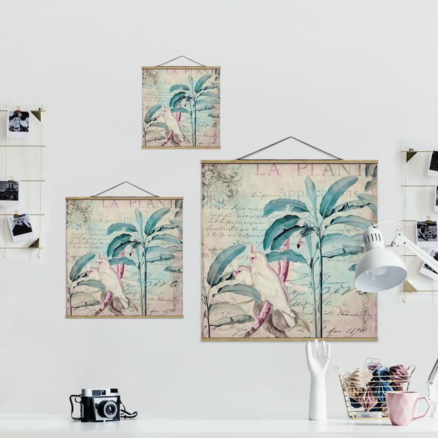 Billeder Andrea Haase Colonial Style Collage - Cockatoos And Palm Trees