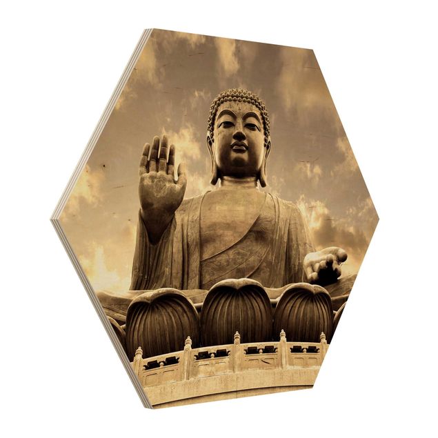 Sekskantede billeder Big Buddha Sepia