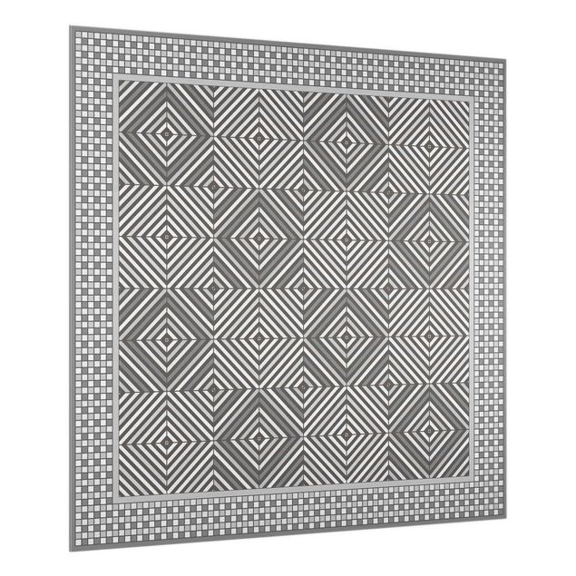 Stænkplader glas Geometrical Tiles Vortex Grey With Mosaic Frame
