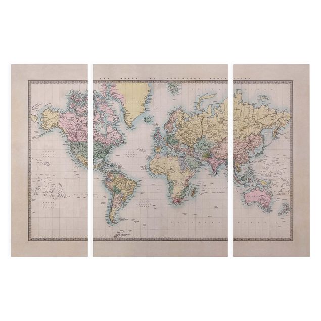 Billeder Vintage World Map Around 1850