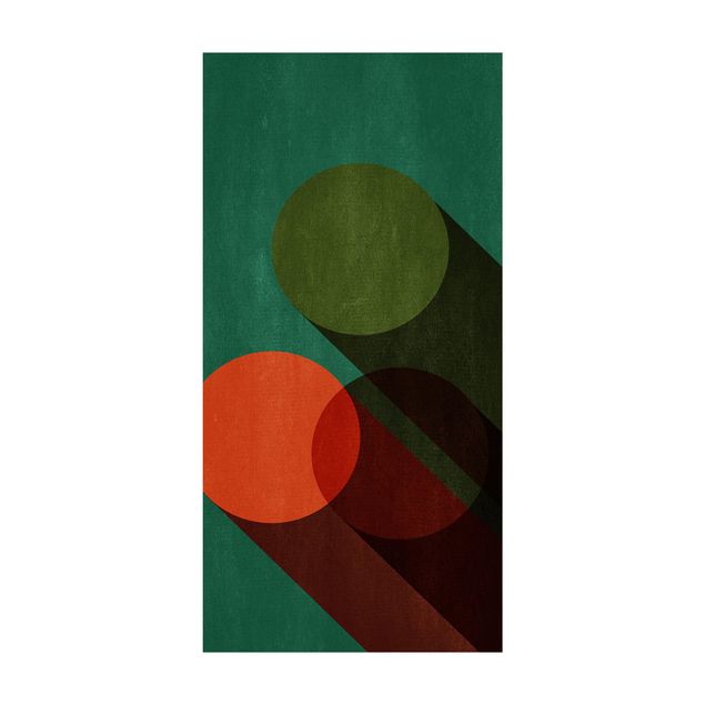 Tæpper abstract Abstract Shapes - Circles In Green And Red
