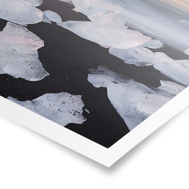 Plakater landskaber Chunks Of Ice In The Glacier Lagoon Jökulsárlón Iceland