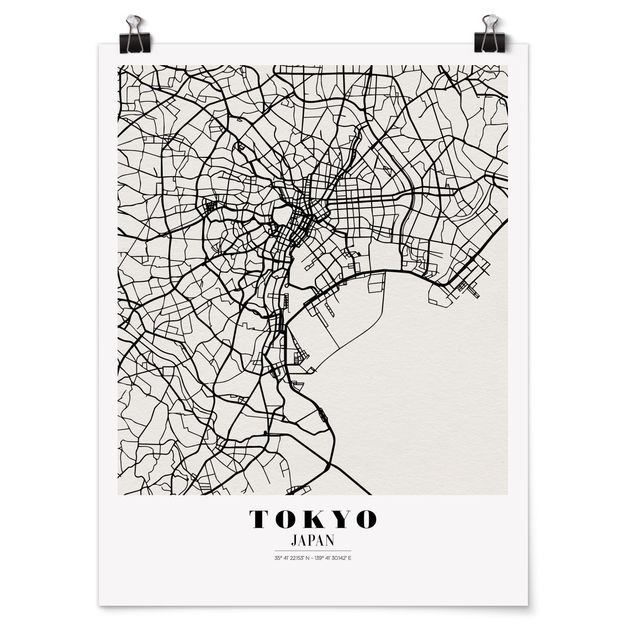 Plakater arkitektur og skyline Tokyo City Map - Classic