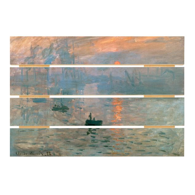 Prints på træ landskaber Claude Monet - Impression (Sunrise)