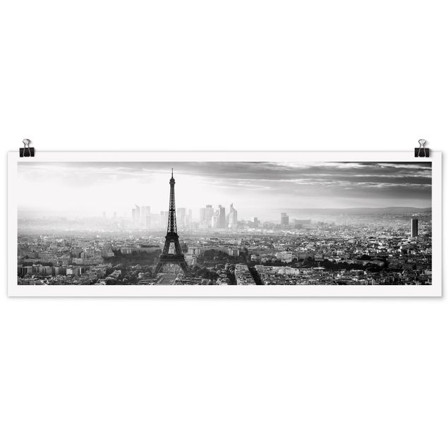 Plakater sort og hvid The Eiffel Tower From Above Black And White
