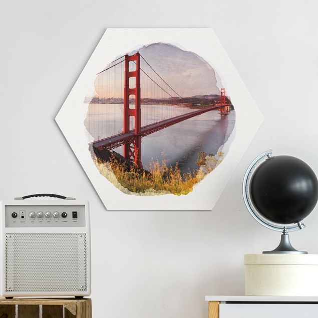 køkken dekorationer WaterColours - Golden Gate Bridge In San Francisco