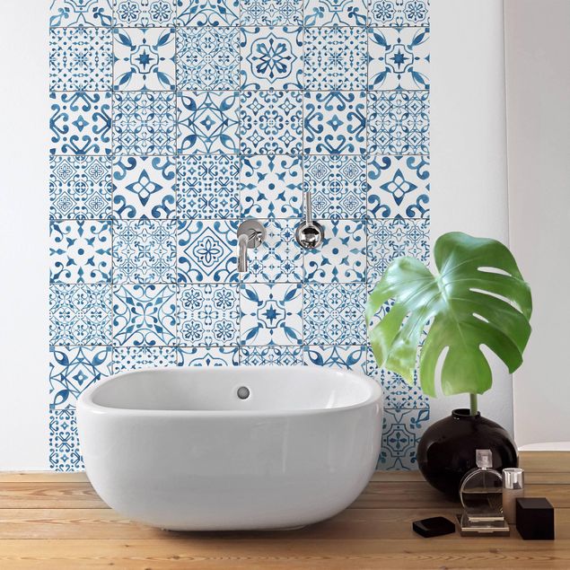 Møbelfolier matt Patterned Tiles Blue White
