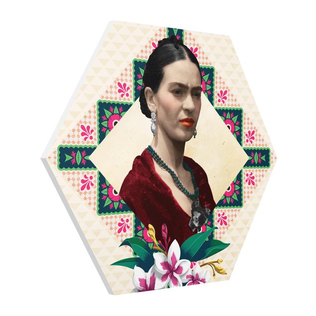 Billeder kunsttryk Frida Kahlo - Flowers And Geometry